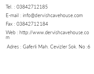 Dervish Cave Suites & Houses iletiim bilgileri